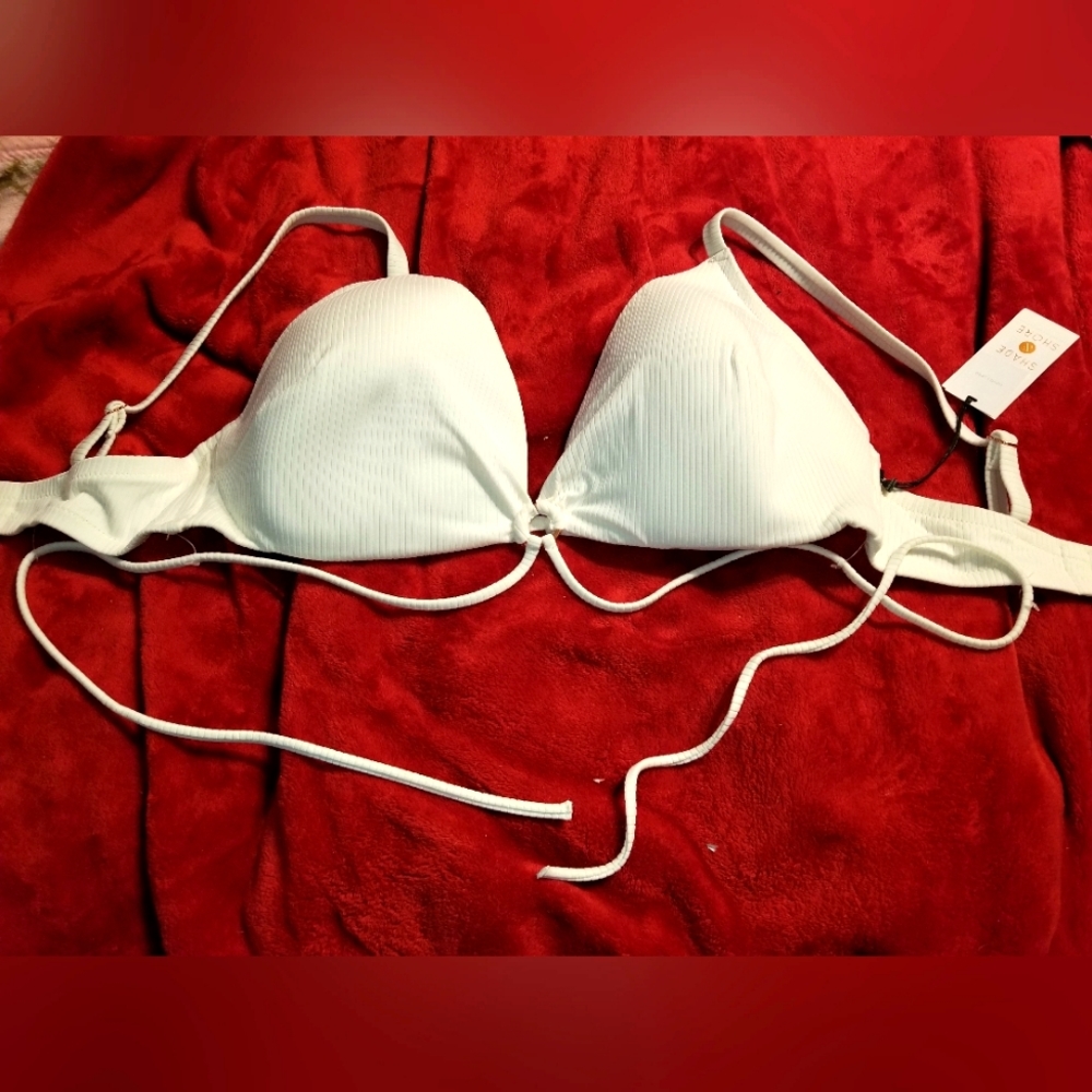 NWT UNDER WIRE PADDED SWIMSUIT BRA ADJUSTABLE STRAP WRAP AROUND DETAIL 38DD